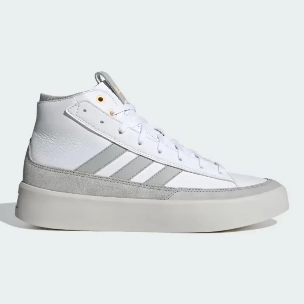 NWT Adidas Men's Znsored Hi Premium Leather Sneakers - White/Grey - IE9416
